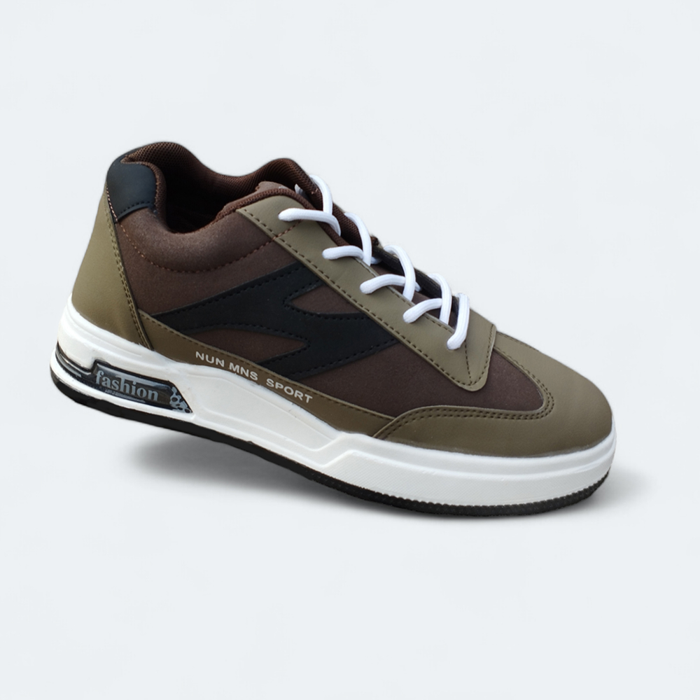 PU Leather Trendy Sneakers for Men - Coffee - SN3