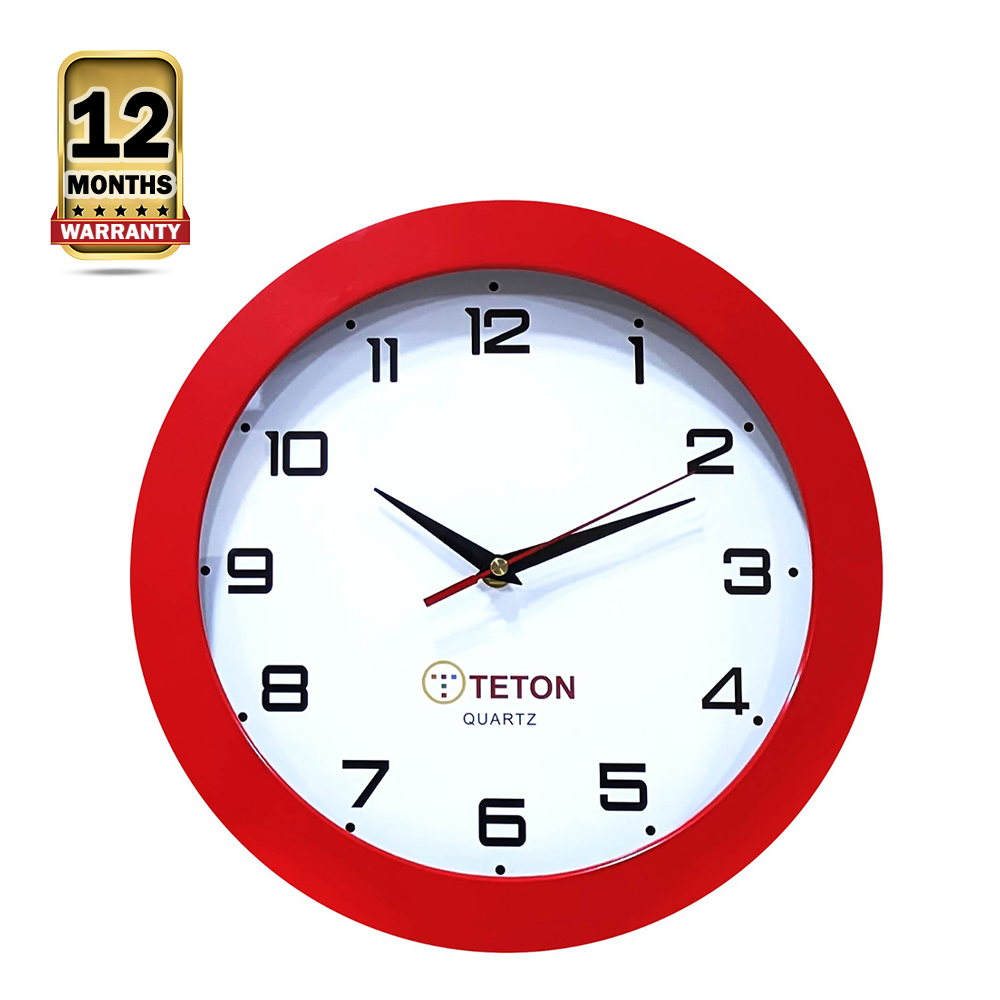 Teton 12 Inch Wall Clock - White And Red