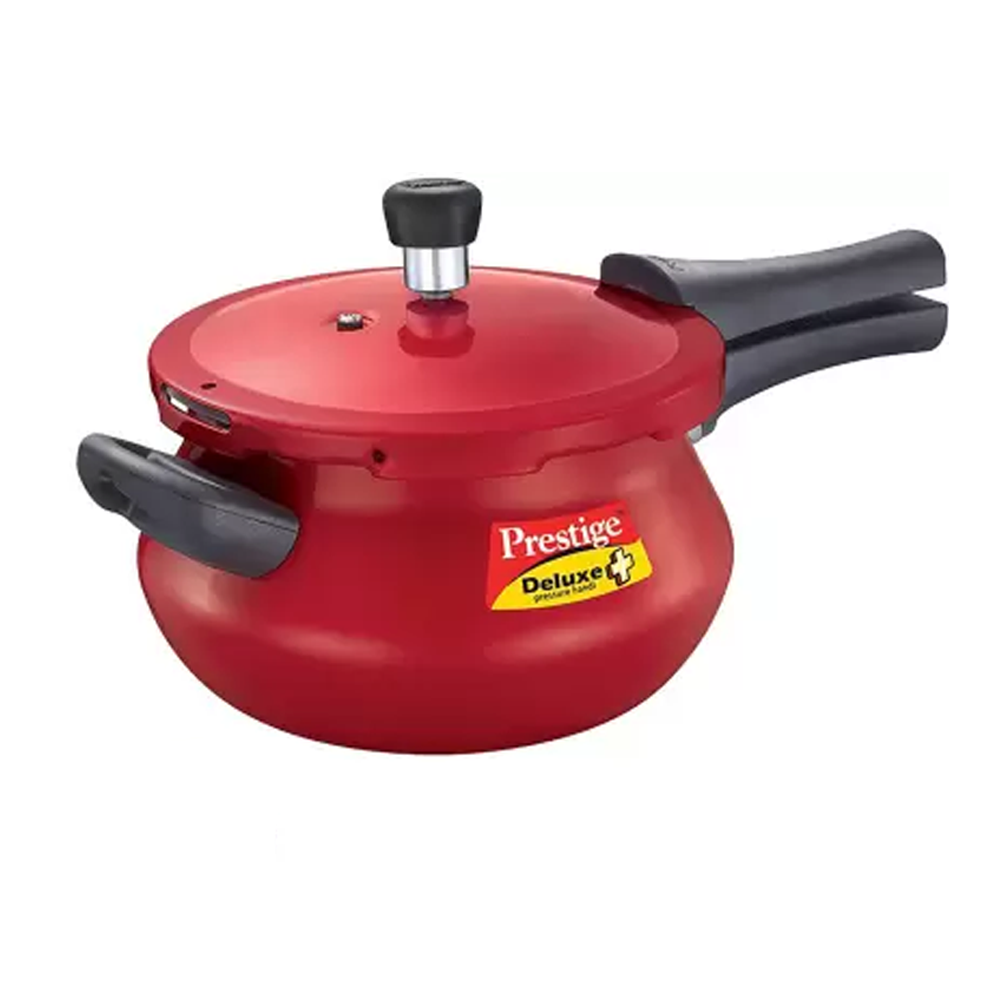 Prestige Aluminium Deluxe Plus Induction Bottom Pressure Cooker - 5 Liter - Red