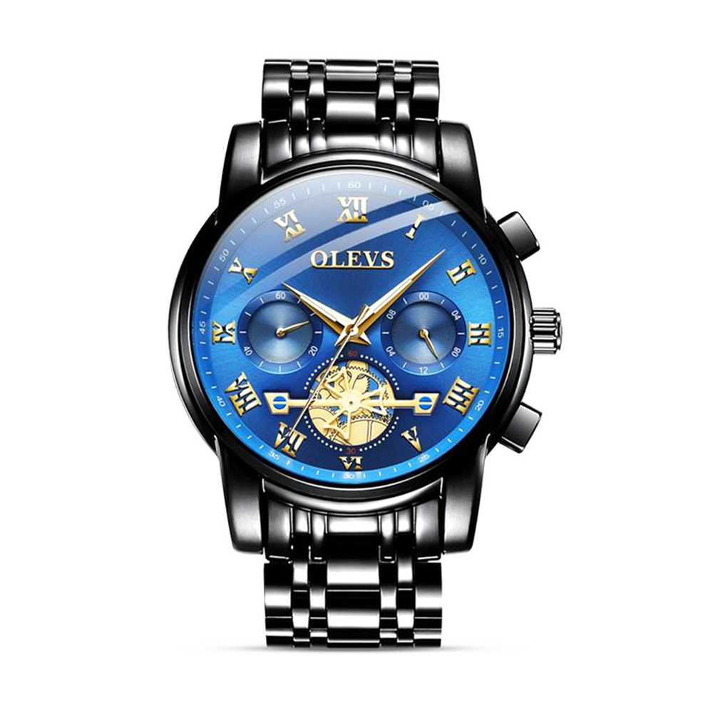 Olevs 2859 Stainless Steel Wristwatch For Men - Black and Blue