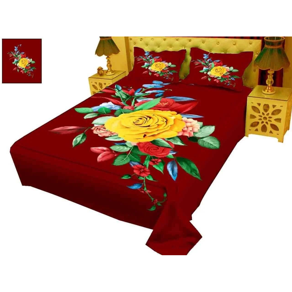 Panel Cotton King Size Bedsheet With Pillow Cover - Multicolor - 192470