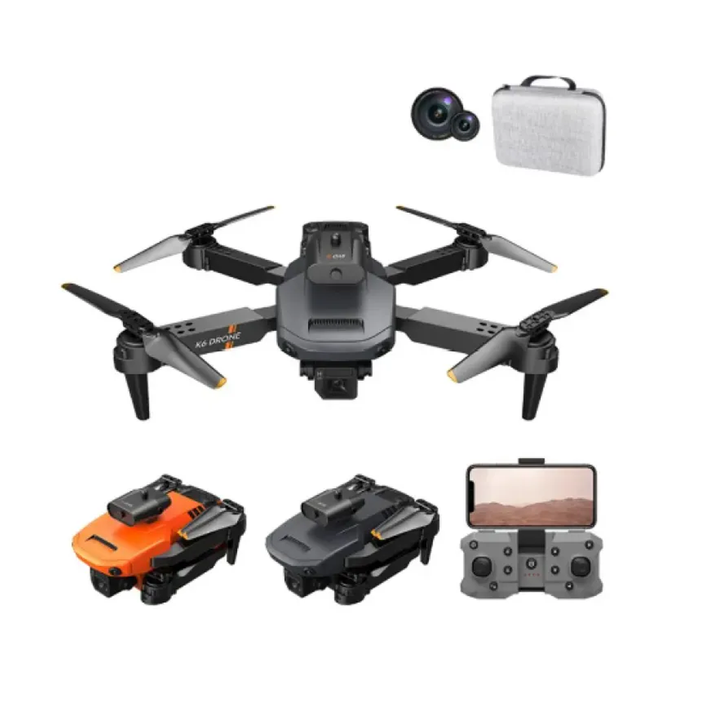 K6 4K HD 5G Wifi FPV Dual Camera Foldable Drone - Black