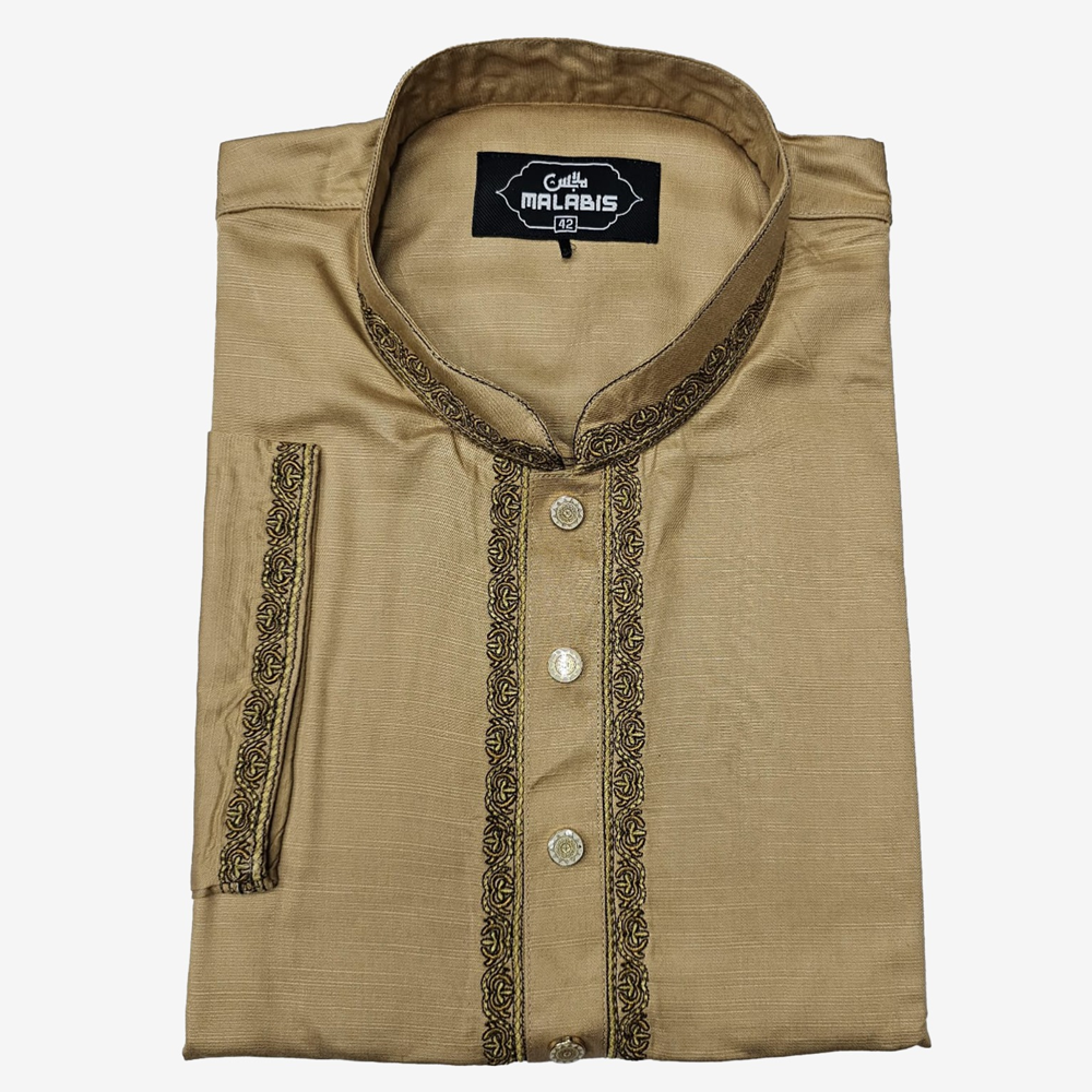 Cotton Embroidery Panjabi For Men - Off White - 7669