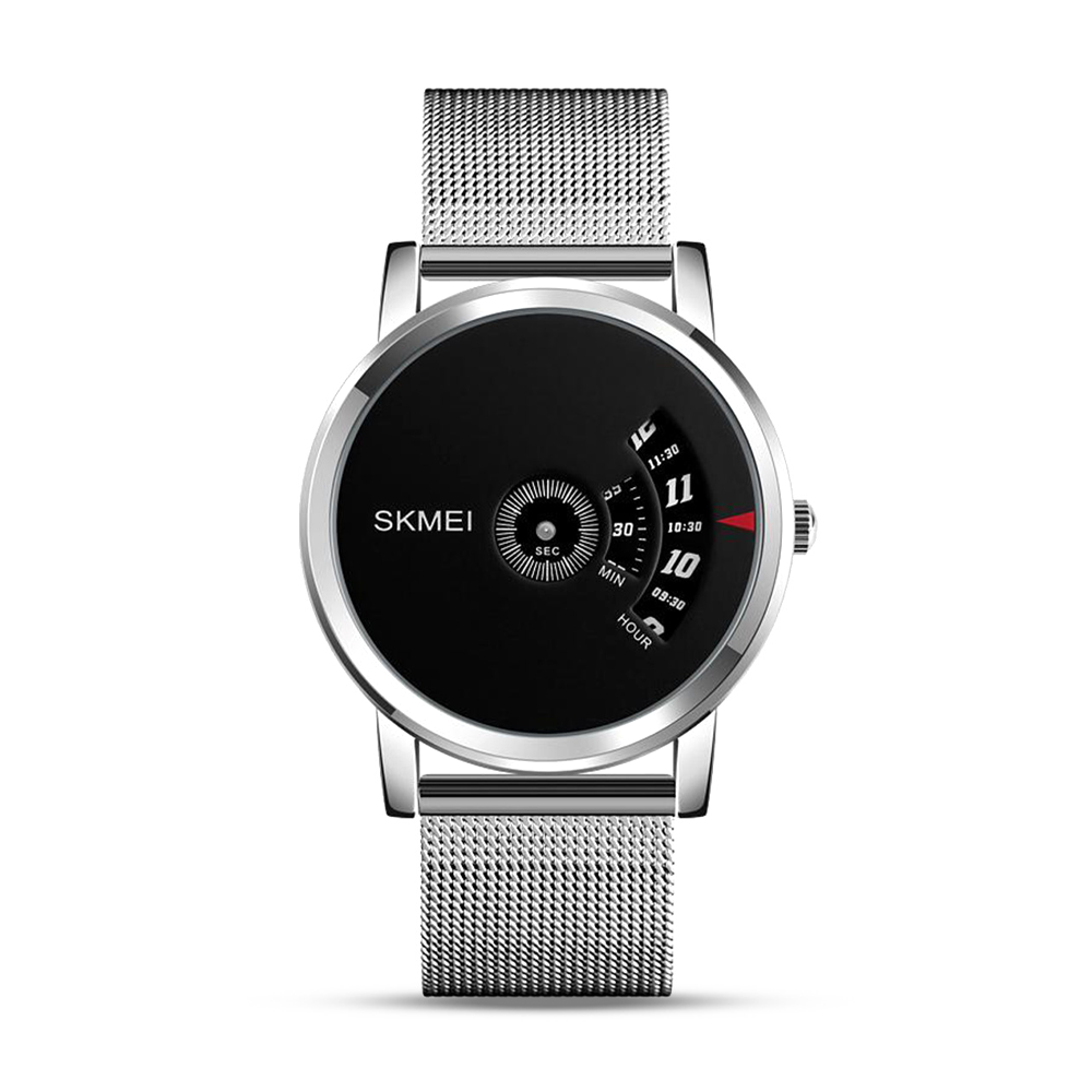 SKMEI 1260 Stainless Steel Waterproof Quartz Watch For Men - Black and Silver 