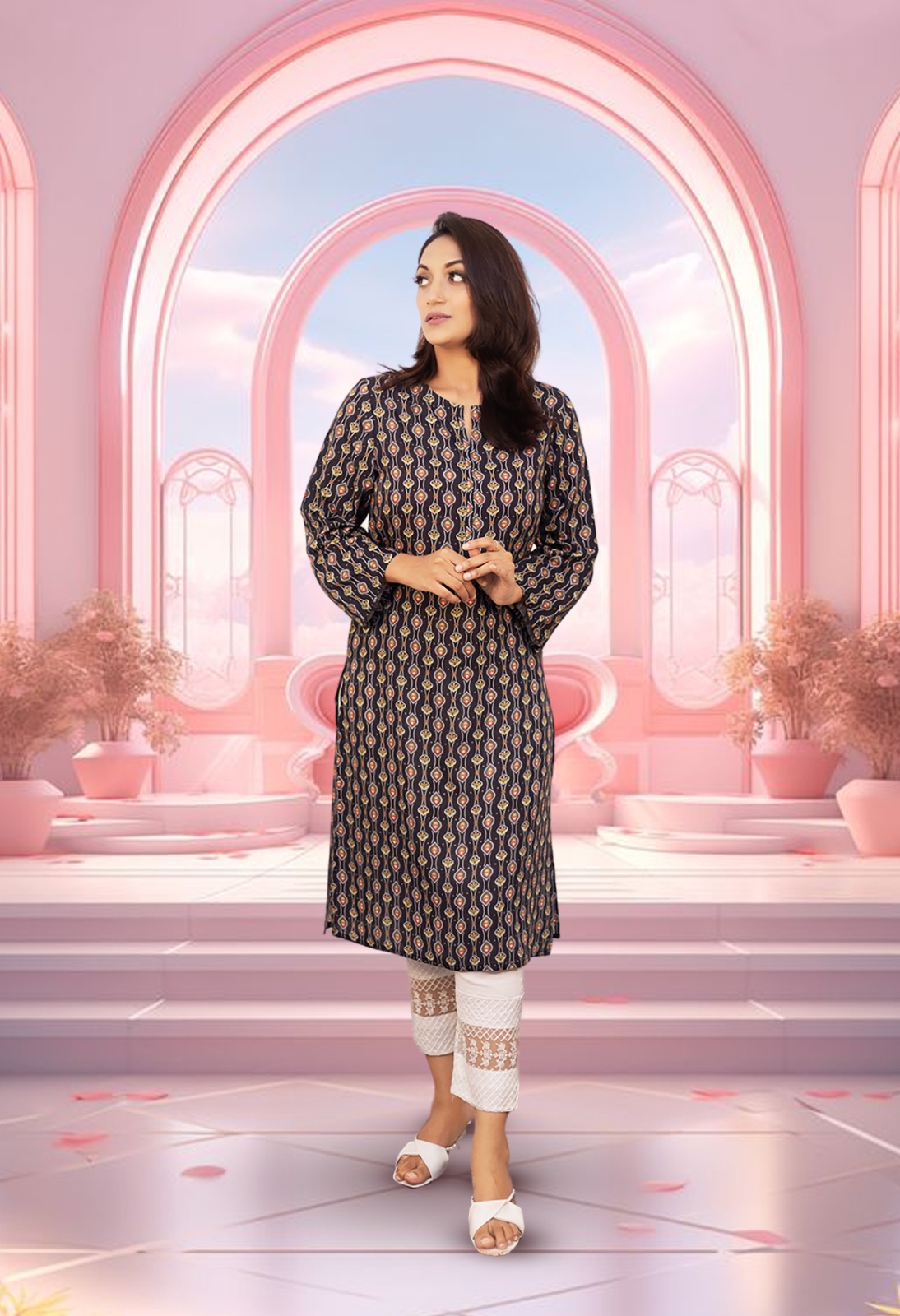 Basra Viscose Kurti For Women - Coffee - ELV011