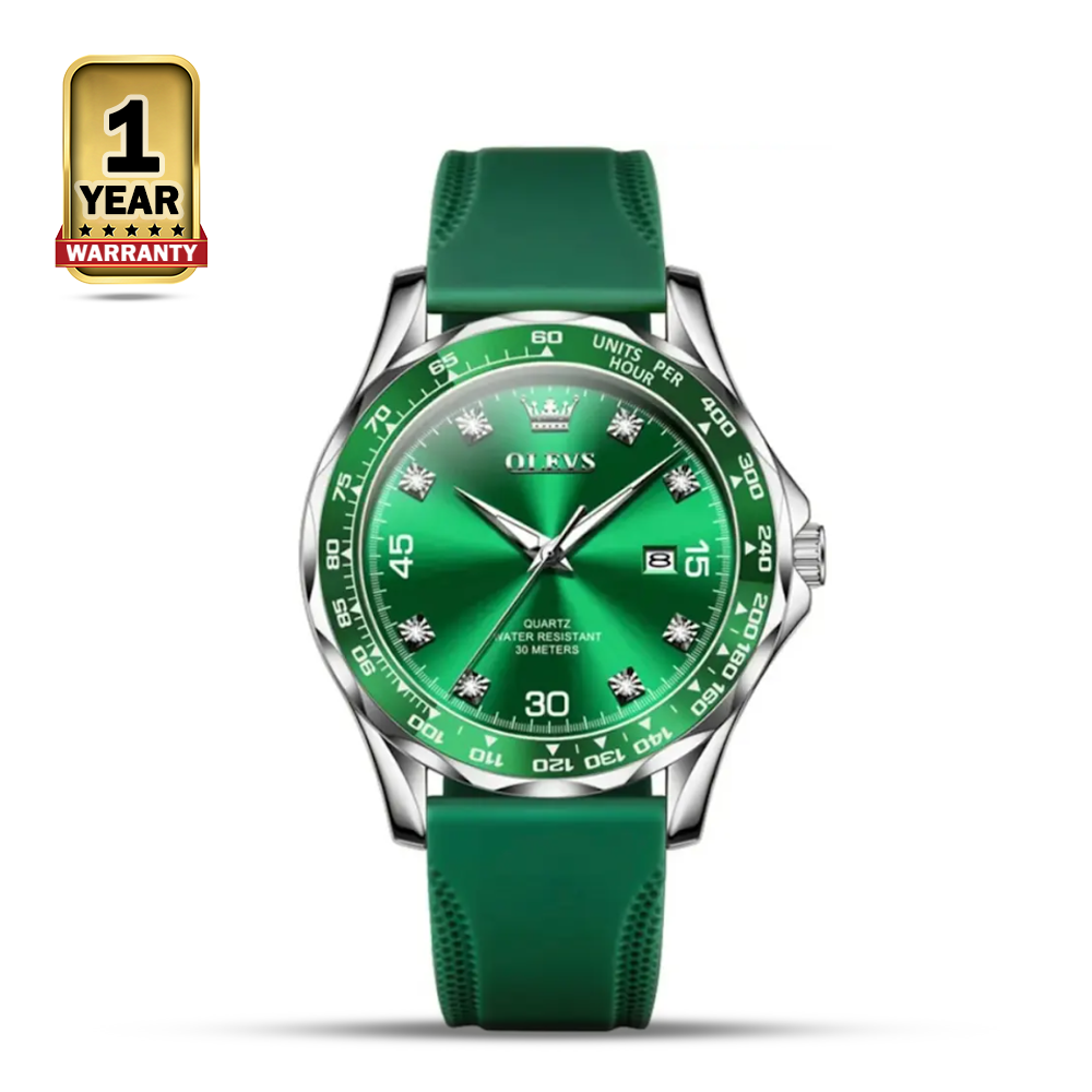 OLEVS 9988 Quartz Luxury Watch For Men - Silver Green