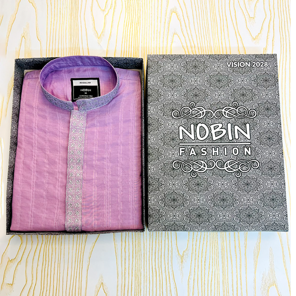 Nobin Cotton Regular Panjabi For Men - Purple - F112