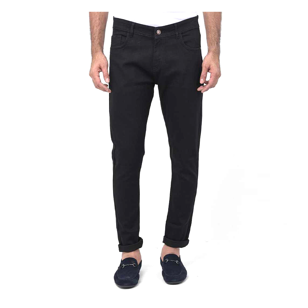 Cotton Semi Stretch Denim Jeans Pant For Men - Deep Black - NZ-13026