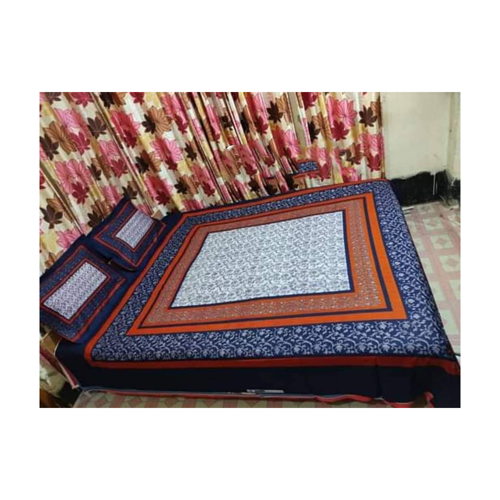 King Size Cotton Panel Bedsheet - ST-253 - Multicolor