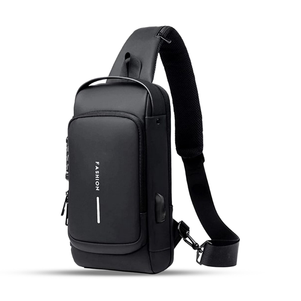 Hard Shell Sling Bag Backpack with Lock for Men Anti-theft Waterproof  Shoulder Bag Chest pack USB Charging