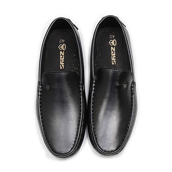 Zays Leather Loafer Shoe For Men - Black - SF53