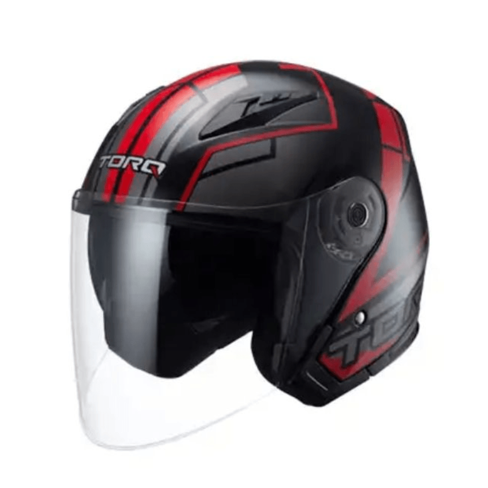 Torq Half Face Helmet - Black and Red