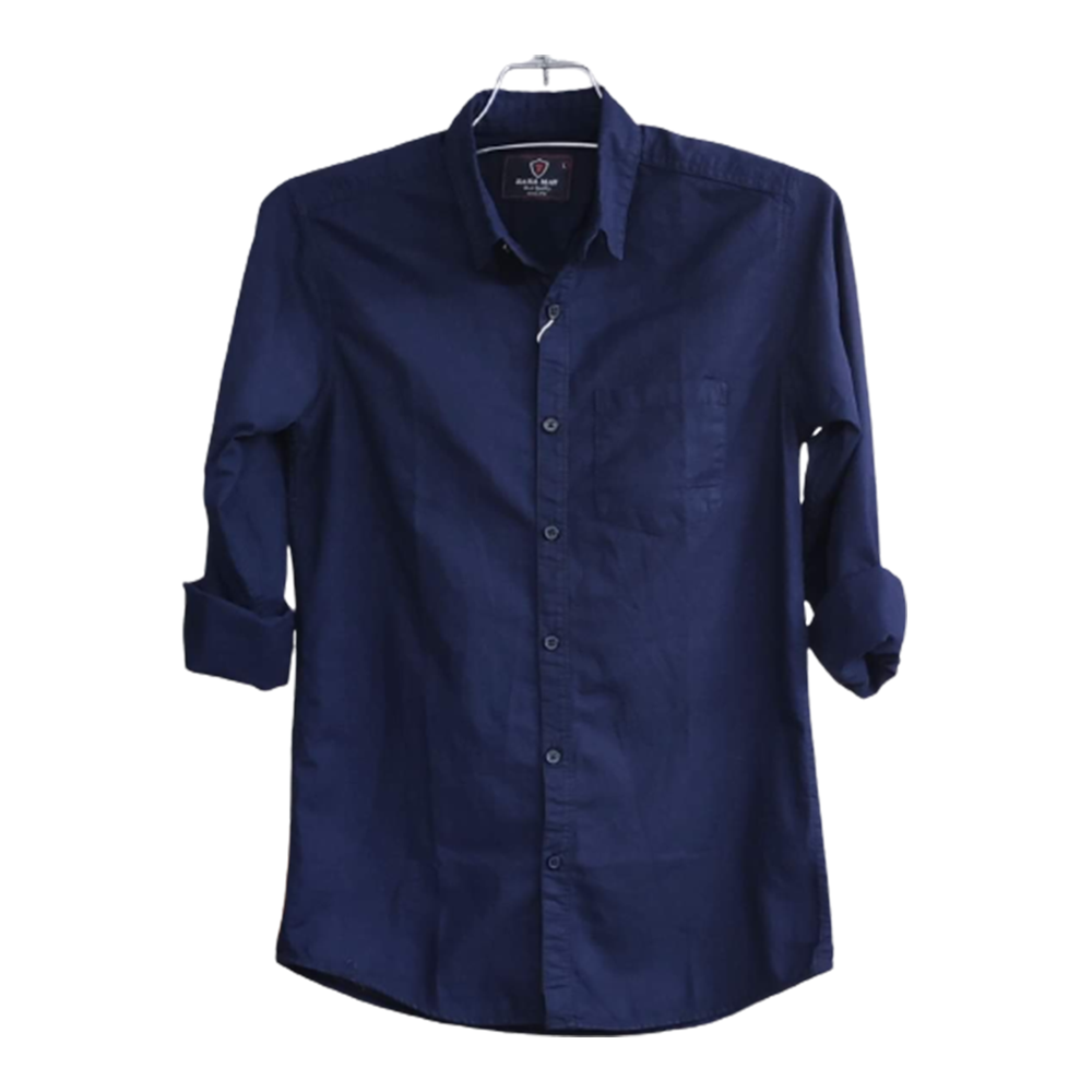 Oxford Cotton Full Sleeve Shirt For Men - Navy Blue - OP92