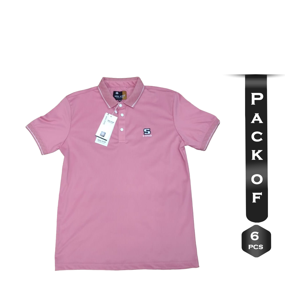 Pack Of 6 Pcs Cotton Polo For Men - Pink