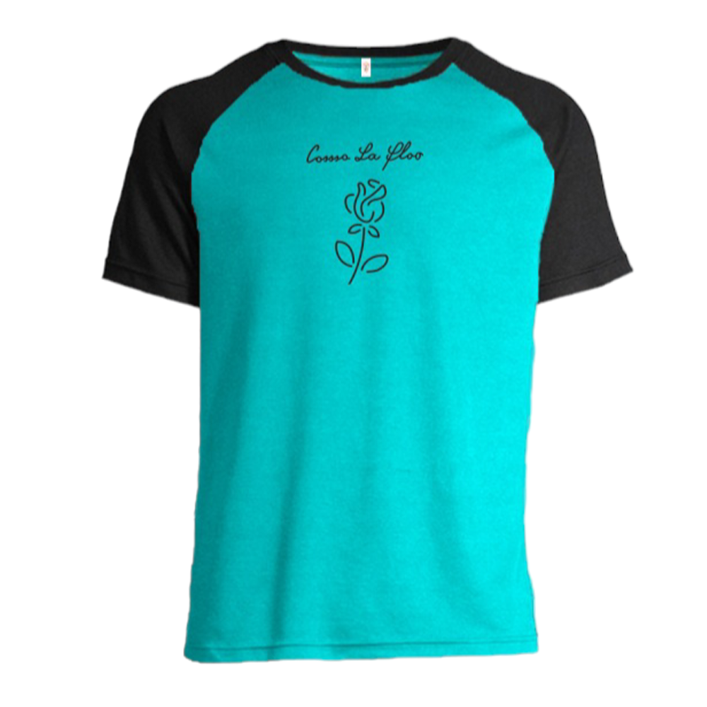 Cotton Premium Half-Sleeve T-Shirt For Men - Cyan and Black - RH001