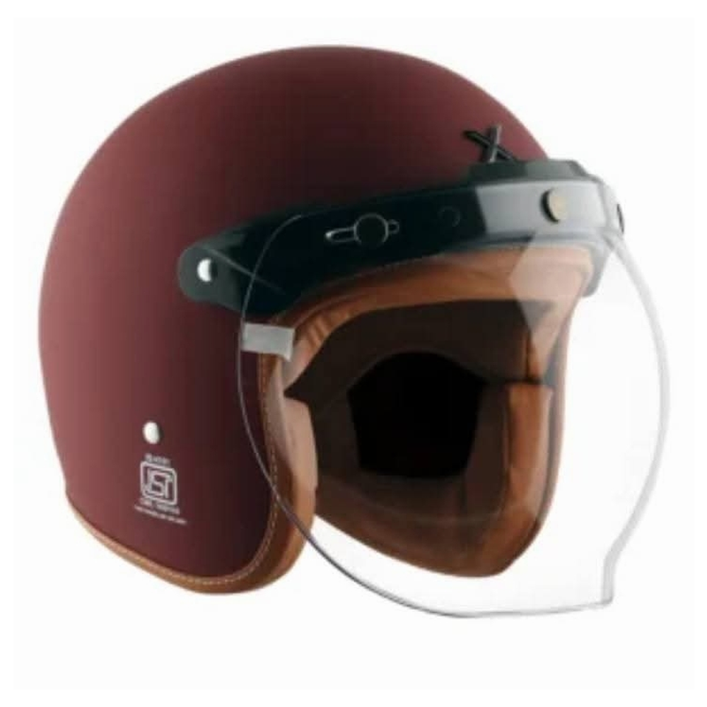 AXZOR Retro Half Face Bike Helmet - Matt Red
