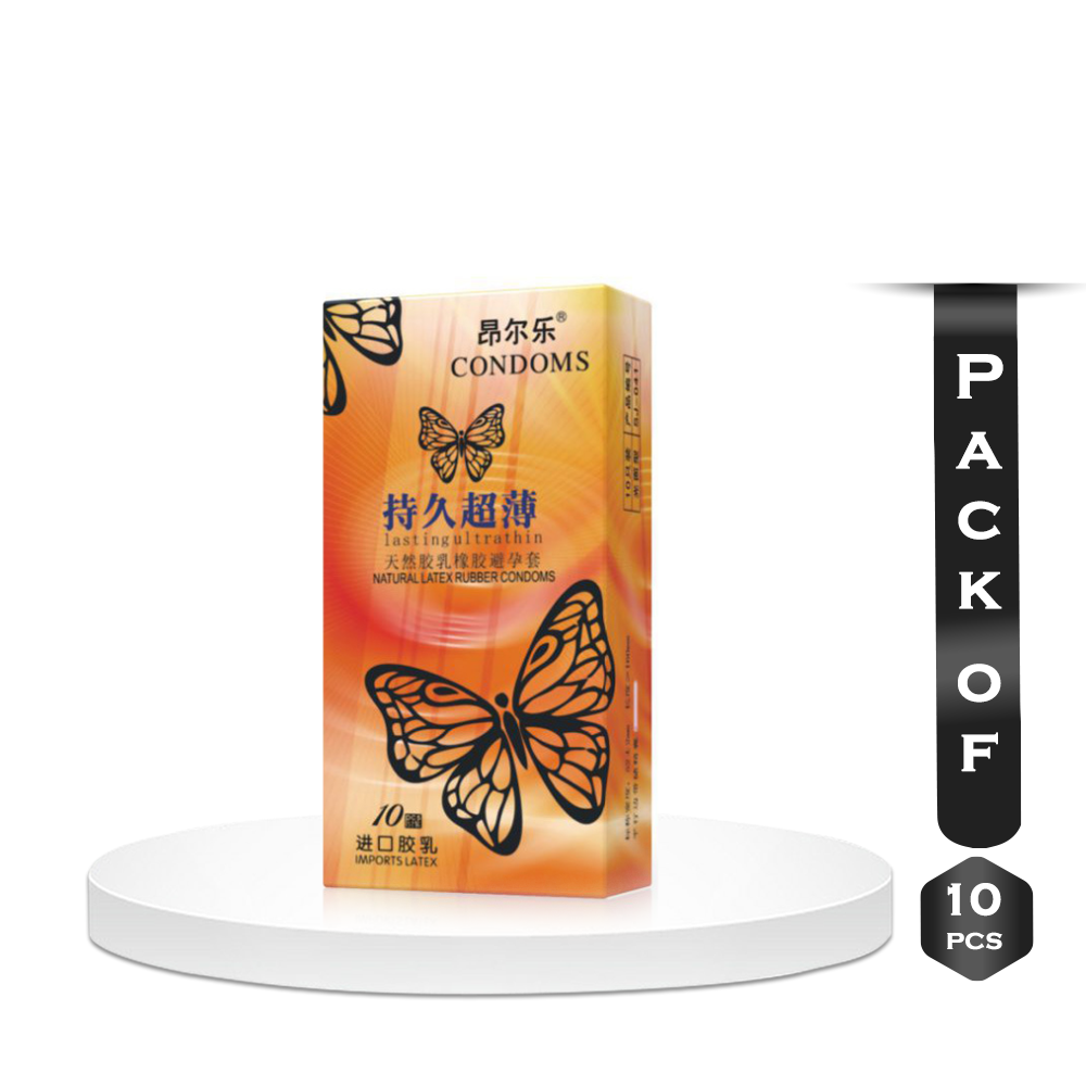 Pack of 10 Pieces Butterfly Long Lasting Ultra Thin Condoms