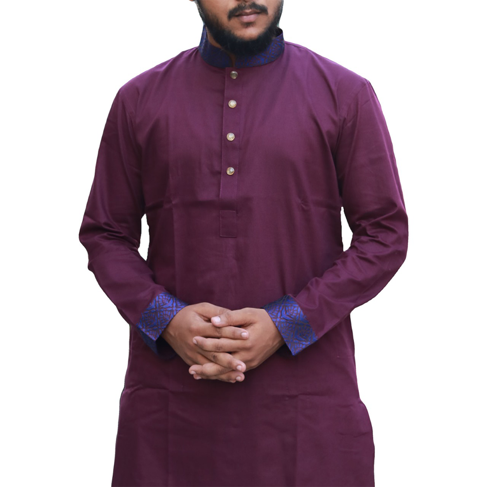 Twill Cotton Panjabi For Men - Purple