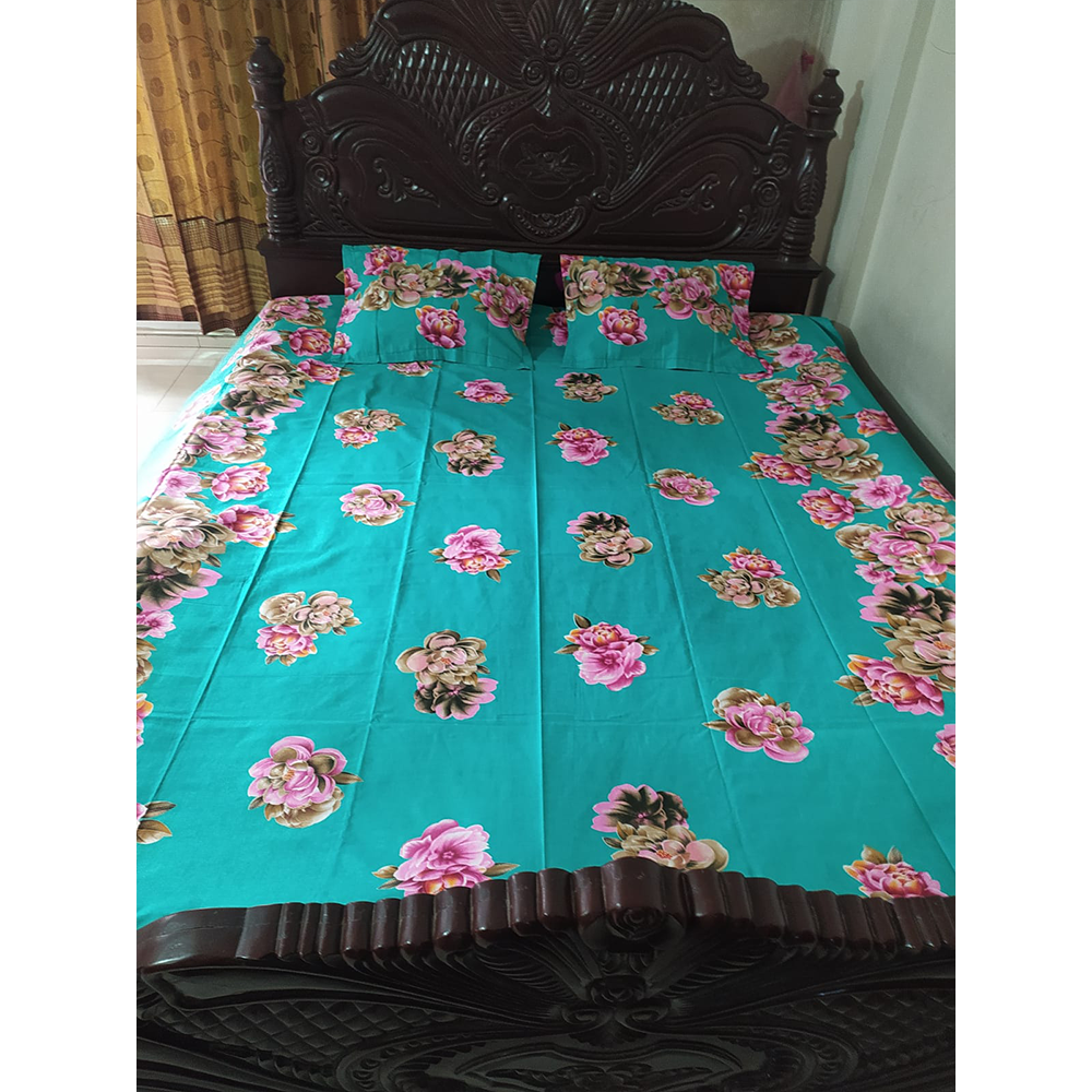 Twill Cotton King Size Double Bed Sheet - Multicolor - BA