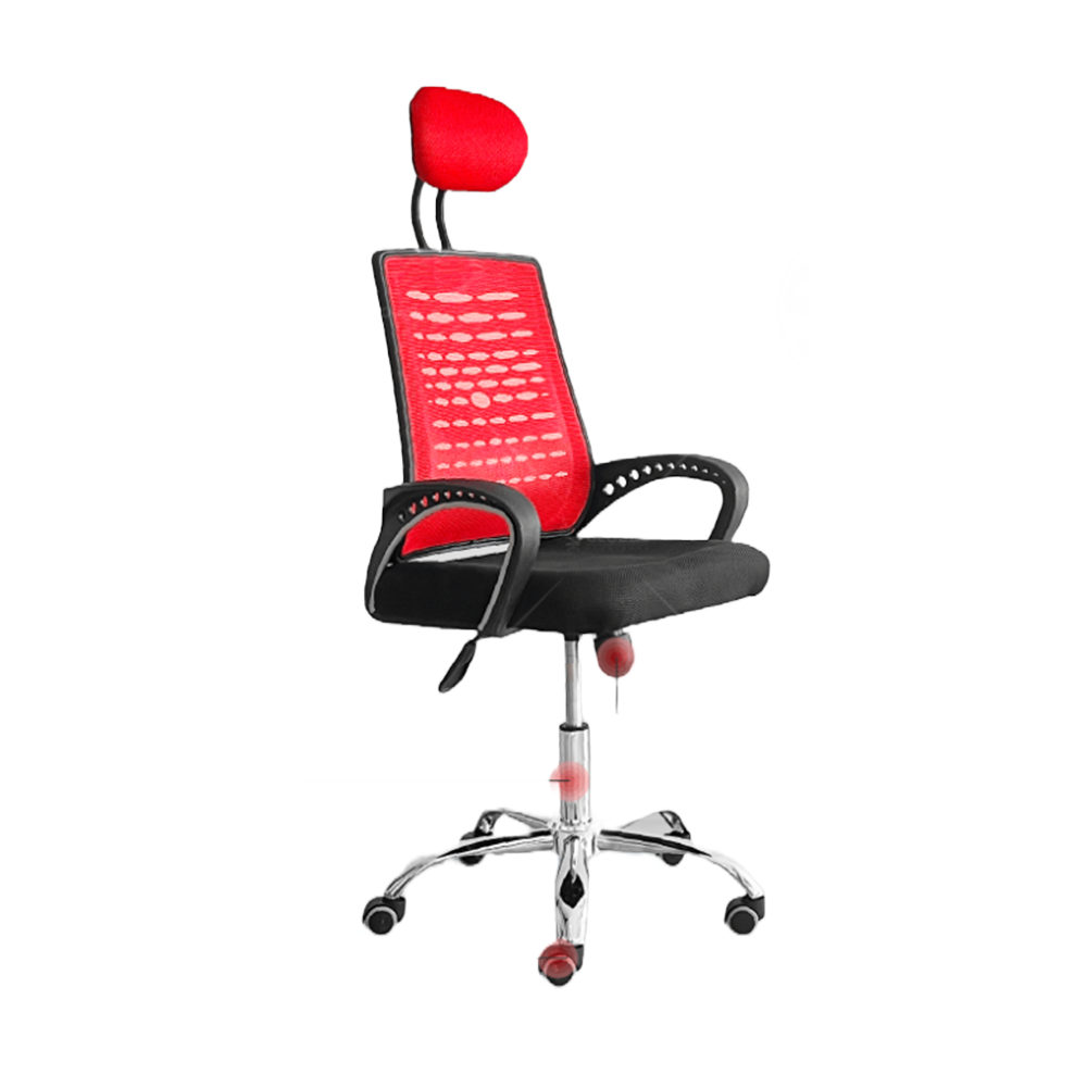 Fabric and Plastic Comfort Executive Chair - Red and Black