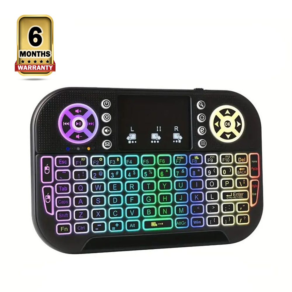 GearUP MK20 Wireless Dual Mode RGB Backlit Rechargeable Mini Portable Keyboard With Touchpad - Black