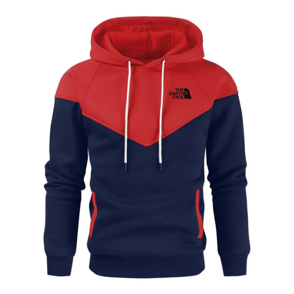 Soft Cotton Hoodie For Men - Red and Navy Blue - NF23