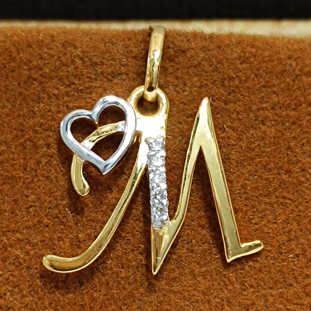 Gold with Diamond M Pendant for Women - Dp-7502255