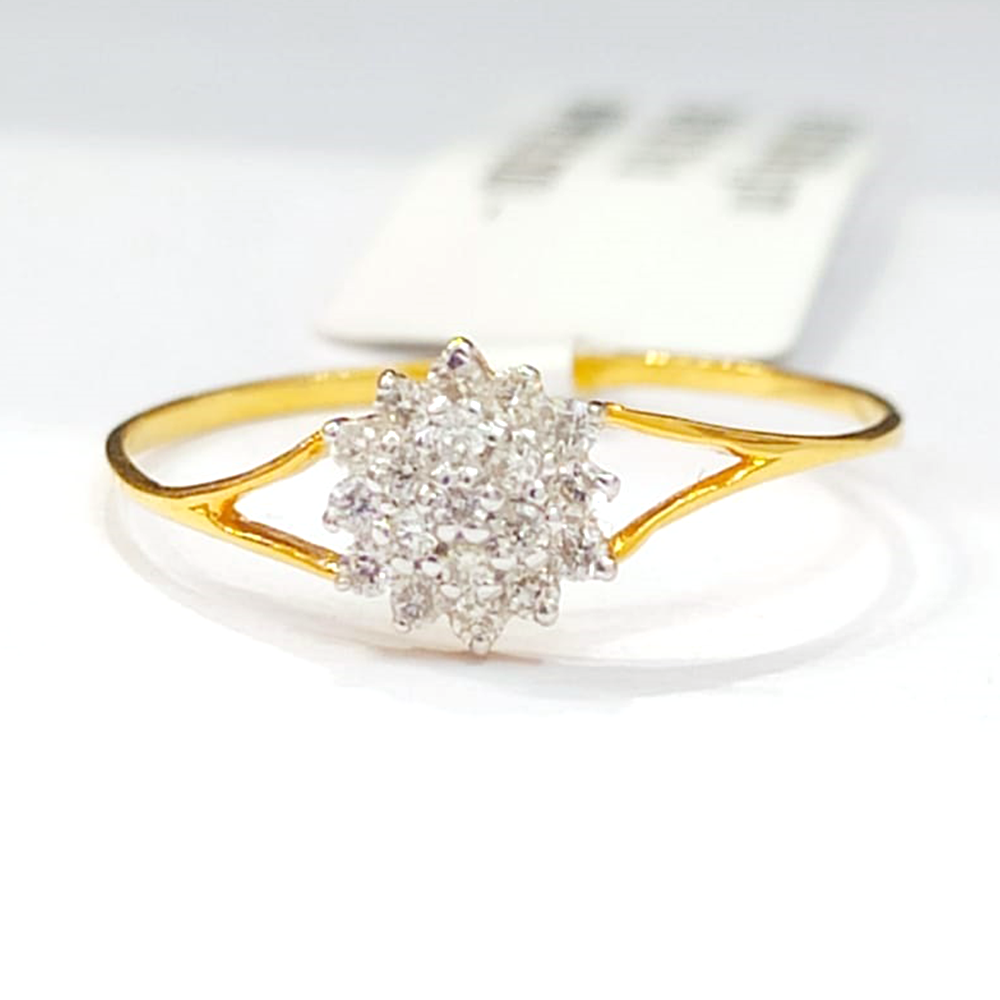 Gold with Diamond Ring For Women - 0.19ct - D10