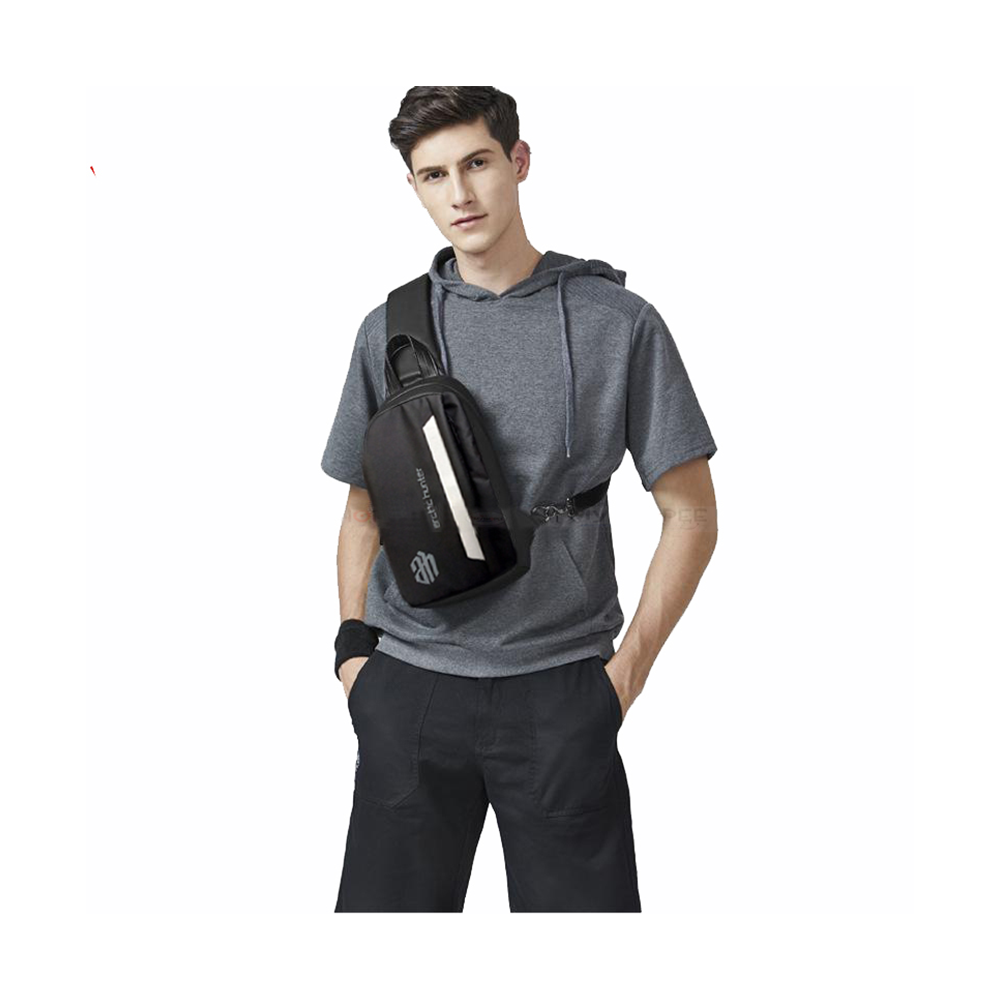 Dobby Nylon Polyester Cross Body Bag For Men - Black - MS BAG 13