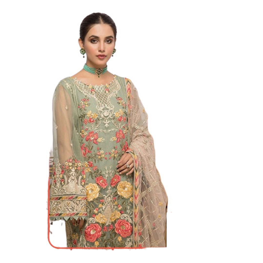 Soft Georgette Embroidery Unstitched Salwar Kameez For Women - Multicolor - 4G-21