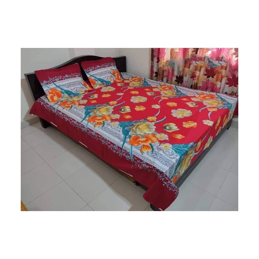 King Size Cotton Twill Bedsheet - BT-132 - Multicolor