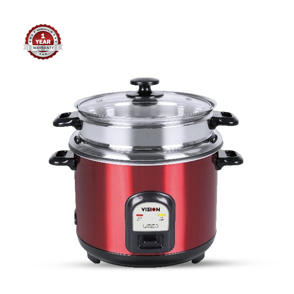 Vision 40-06 SS Double Pot Rice Cooker - 1.8 Ltr - 700W - Red - 823475