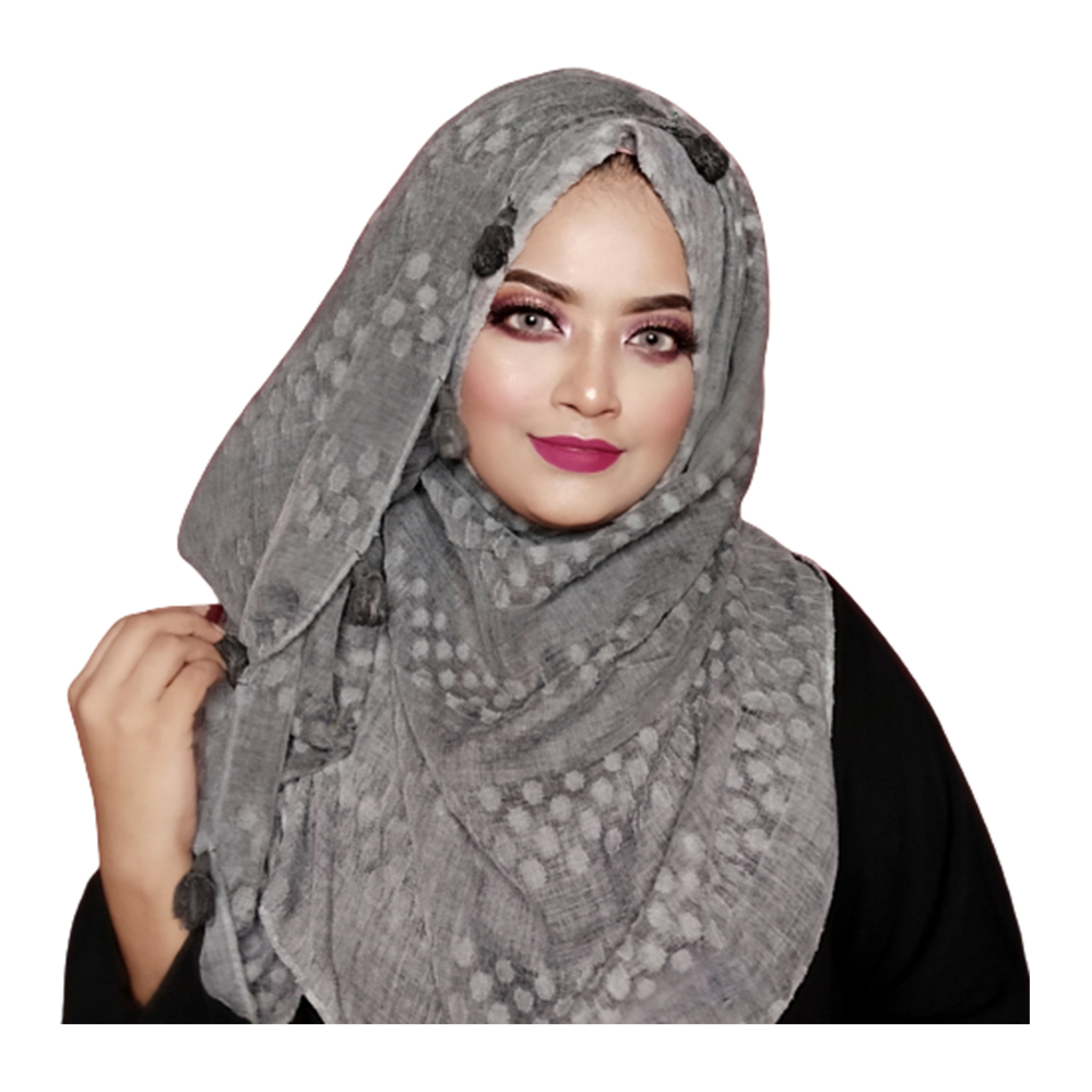 Soft Cotton Comfort Pretty Dotted Hijab For Women Black