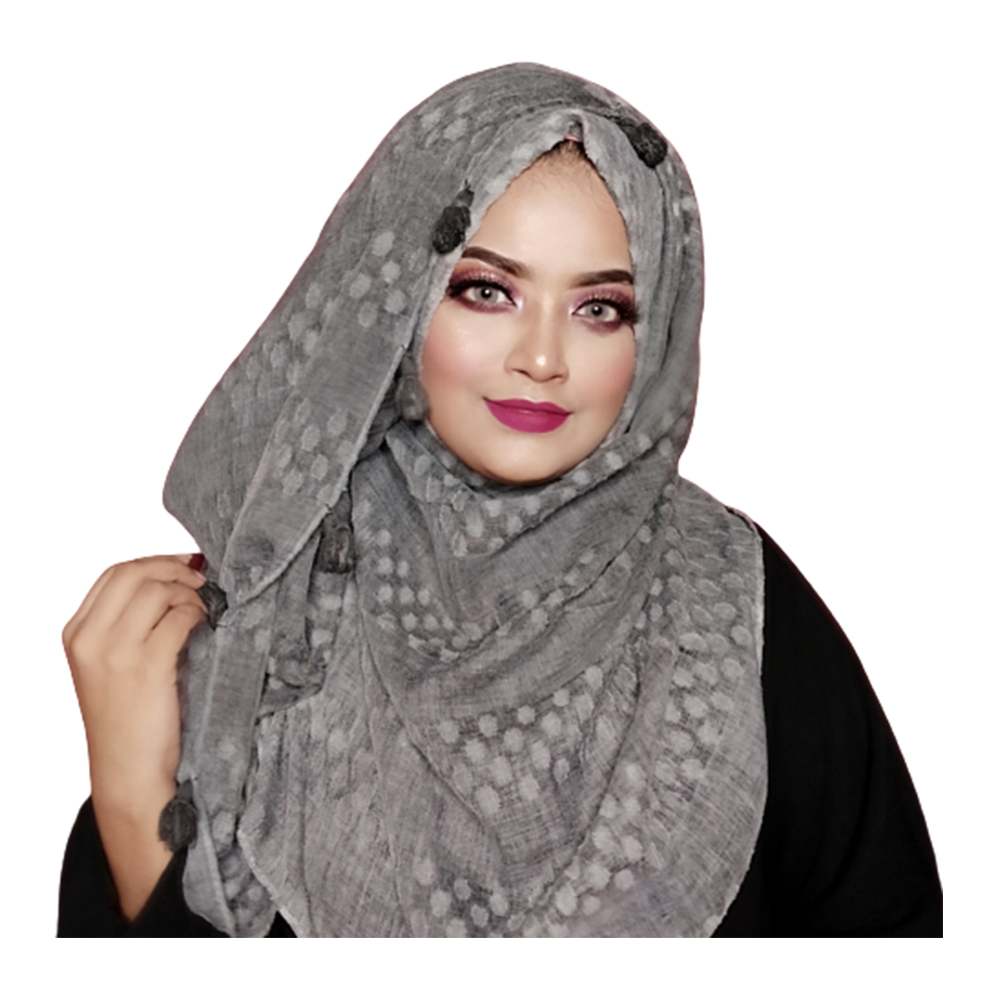 Soft Cotton Comfort Pretty Dotted Hijab For Women - Black