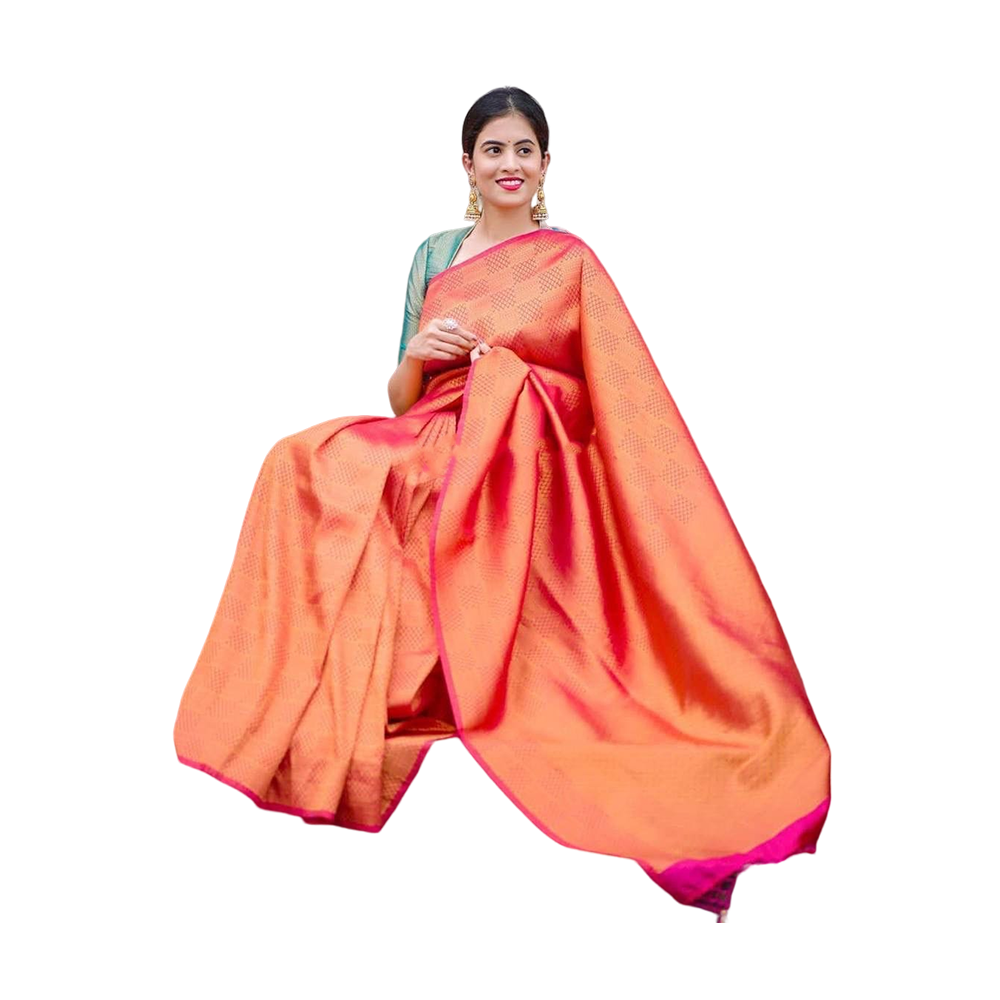 Proud PL-SE00027 Pure Soft Silk Saree For Women - Coral