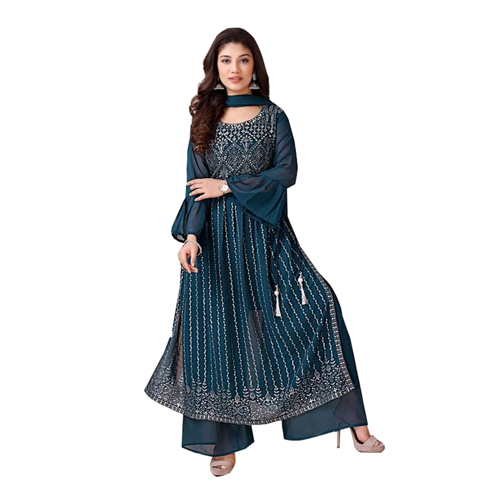 Cherry Georgette Original Naira for Women - Navy Blue - D694