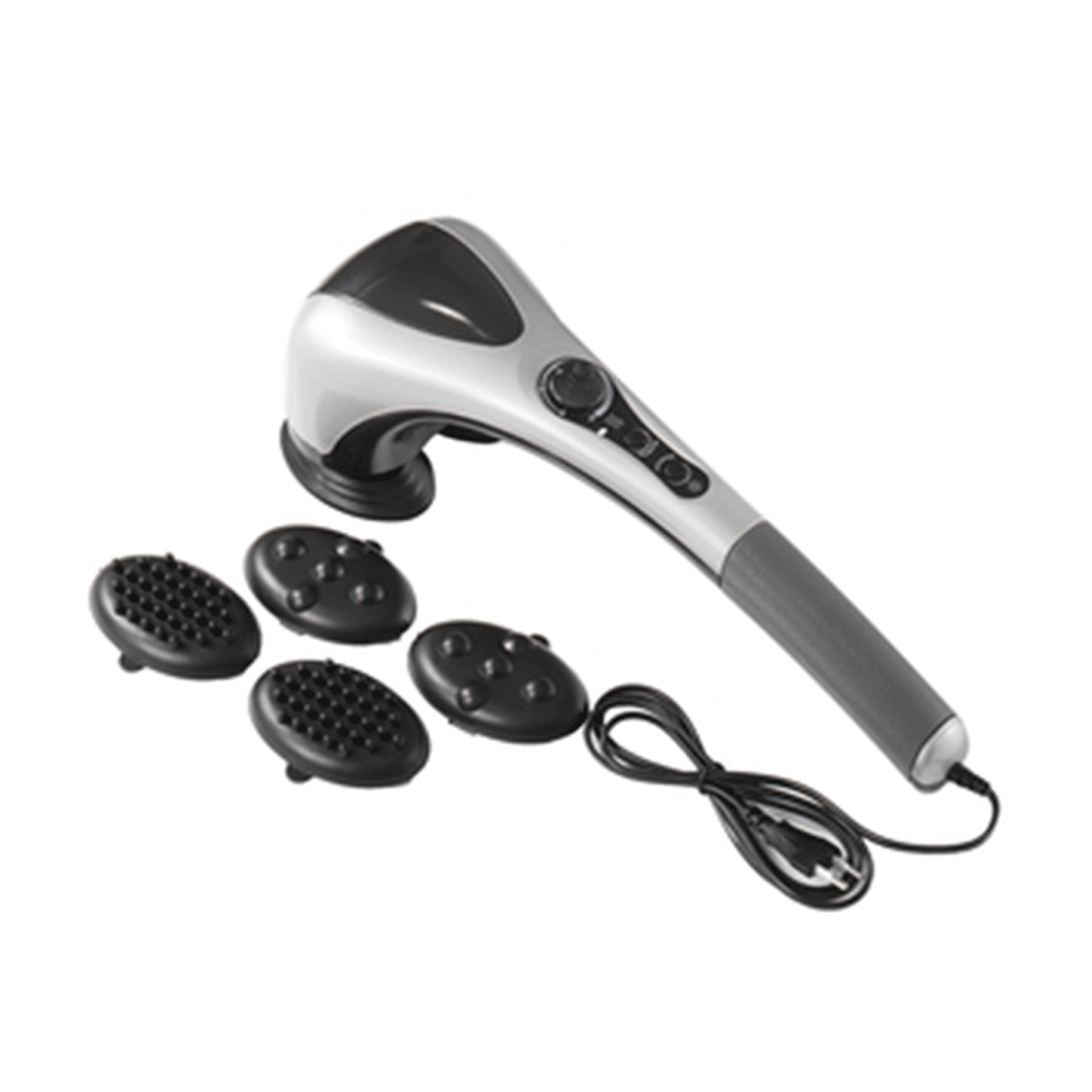 Double Head Heating Massager - White and Black 