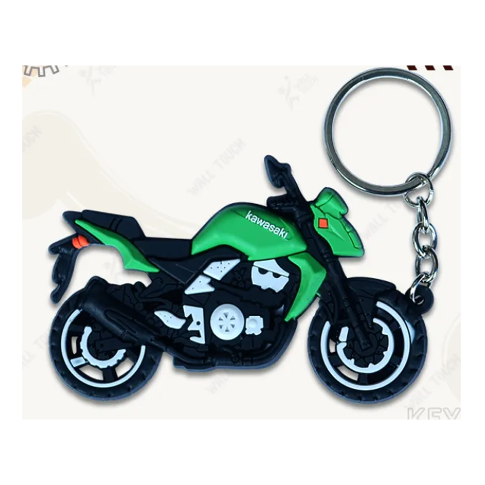 Bike Rubber PVC Keychain Key Ring For Bike and Car - Green - 334612793