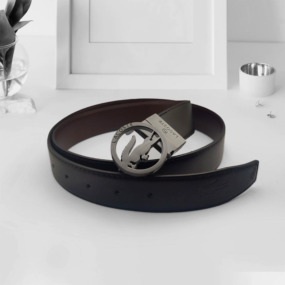 Leather And Metal Belt for Men - Black