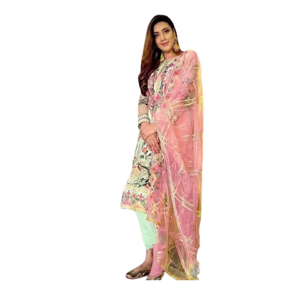 Soft Georgette Embroidery Unstitched Salwar Kameez For Women - Multicolor - 4G-20