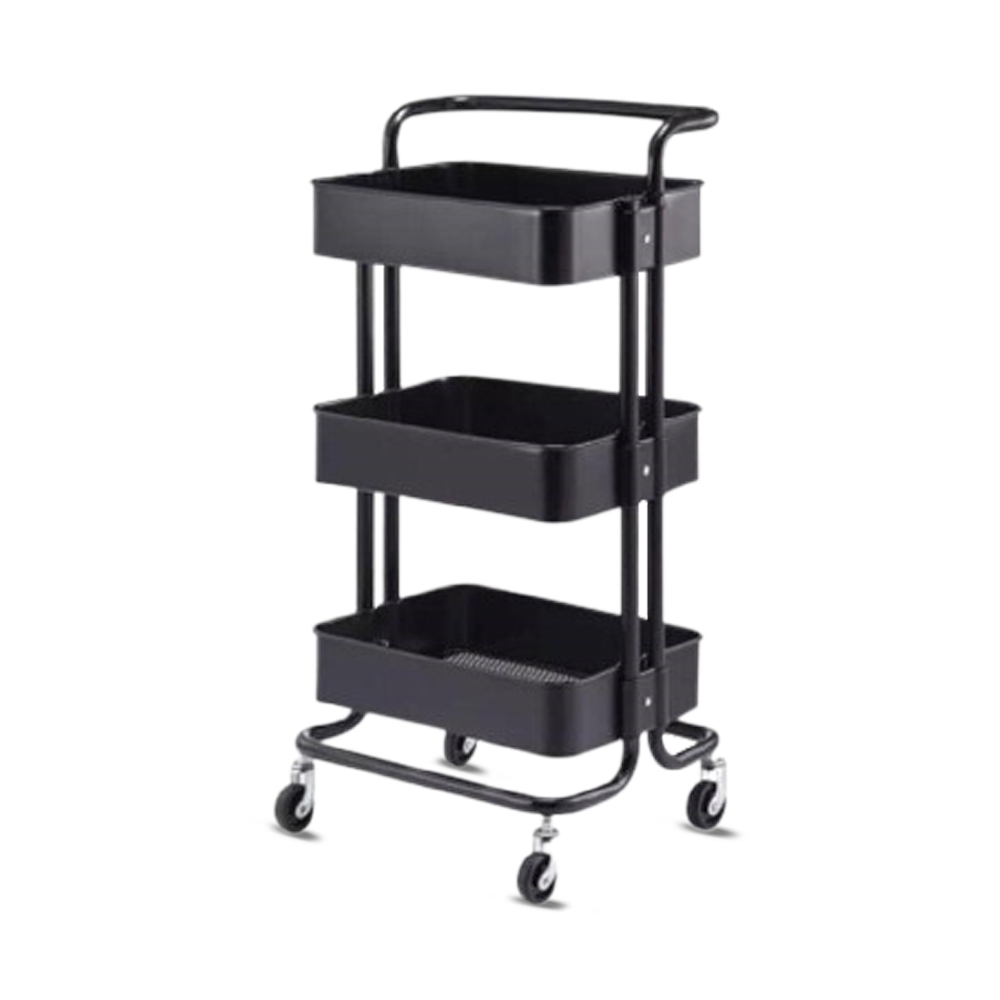 Stainless Steel Mesh 3 Layer Carbon Kitchen Trolley