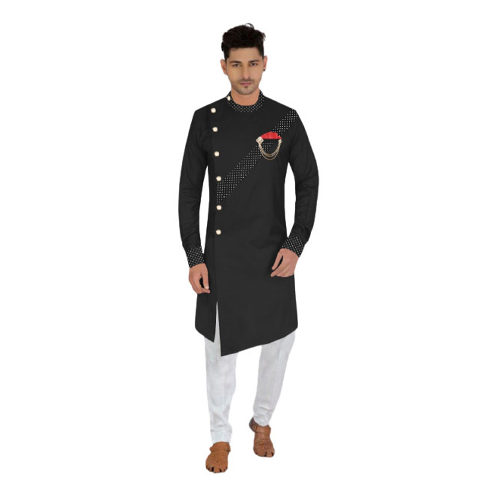 Exclusive Cotton Sherwani Panjabi For Men - Black - PS-10