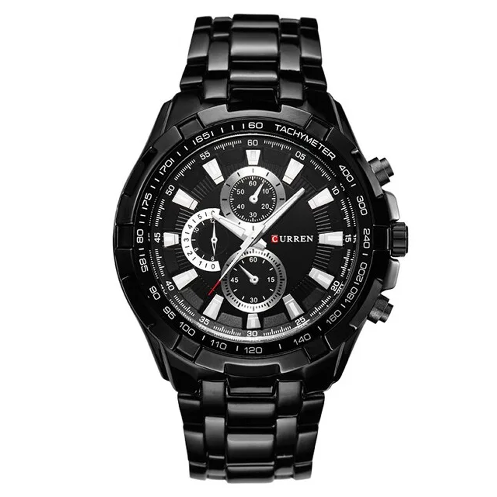 CURREN 8023 Stainless Steel Analog Watch for Men - Black and Silver