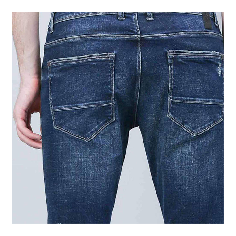 Cotton Semi Stretch Denim Jeans Pant For Men - Deep Blue - NZ-13085