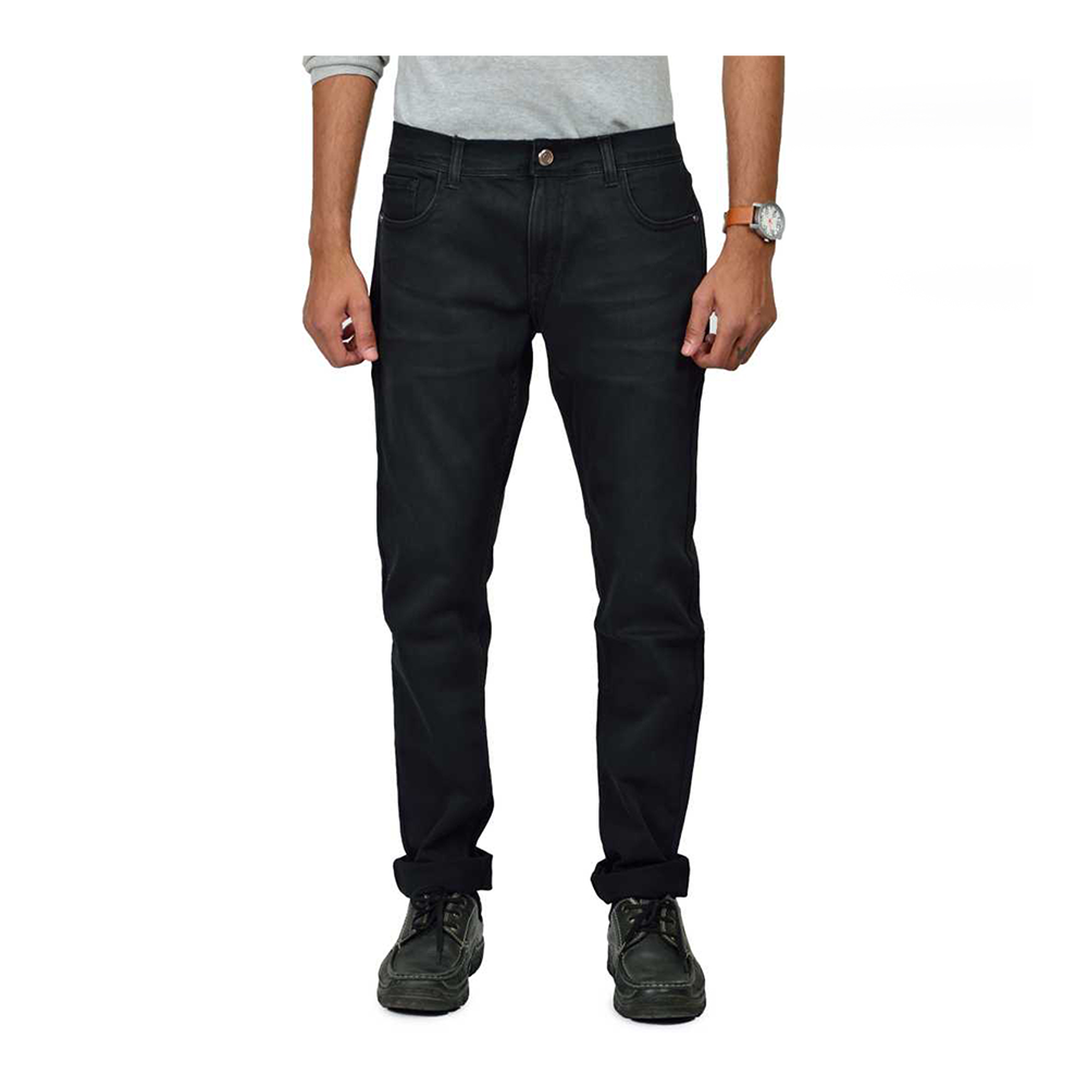 Cotton Semi Stretch Denim Jeans Pant For Men - Deep Black - NZ-13012