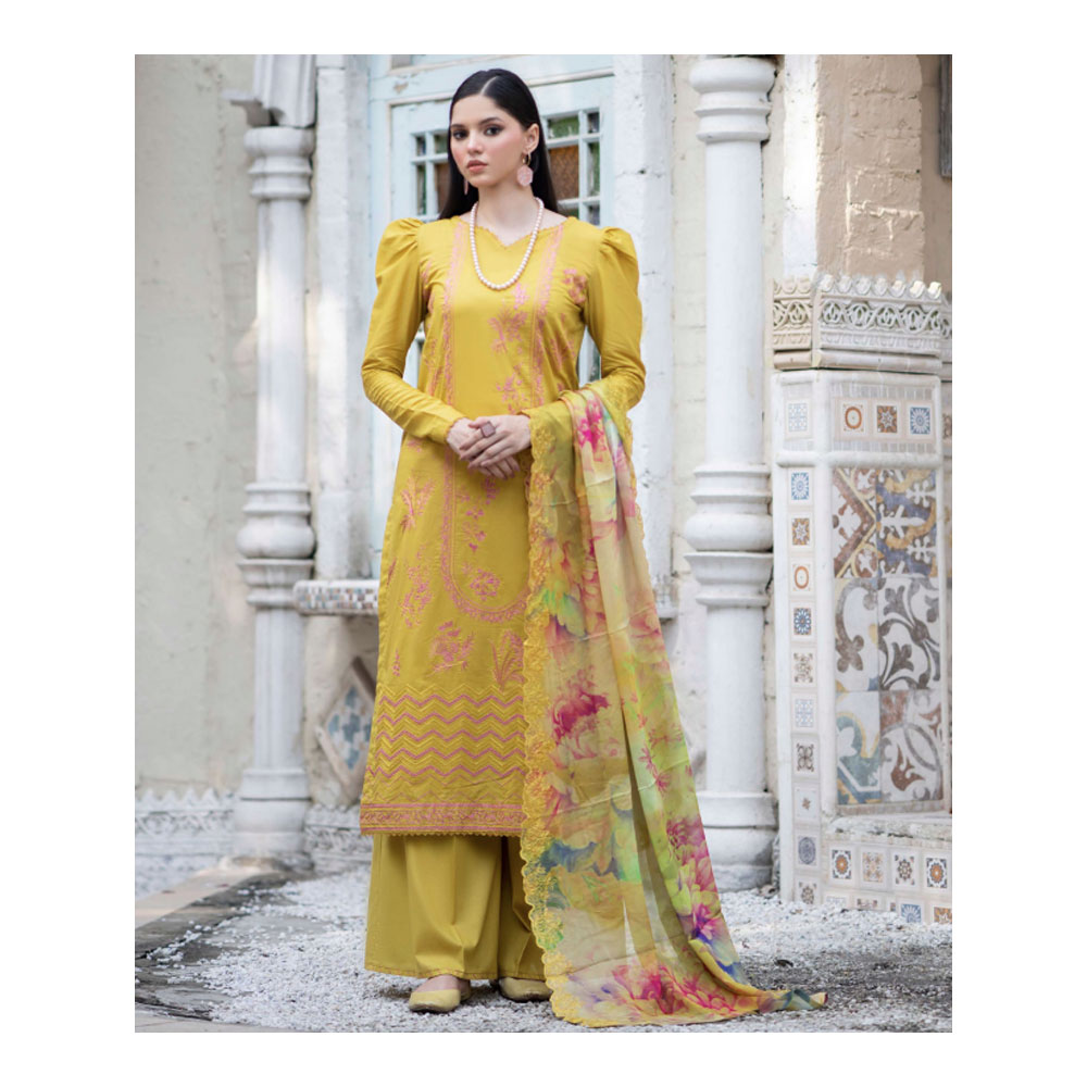 Embroidered Salwar Kameez  for Women - Olive - HP-3PP-303 (1 Pc Ring Free)