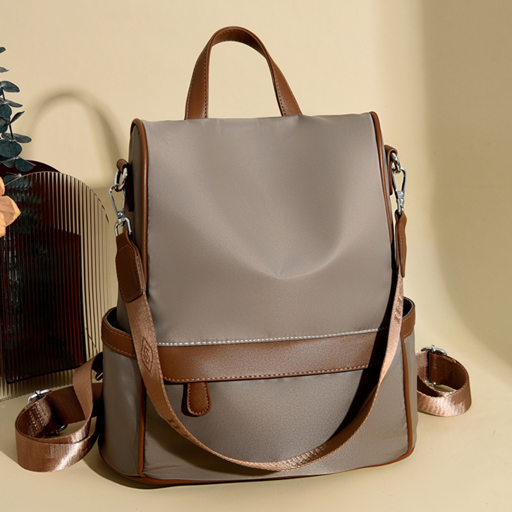 Nylon Waterproof Anti-Theft Travel Backpack For Women - Coffee