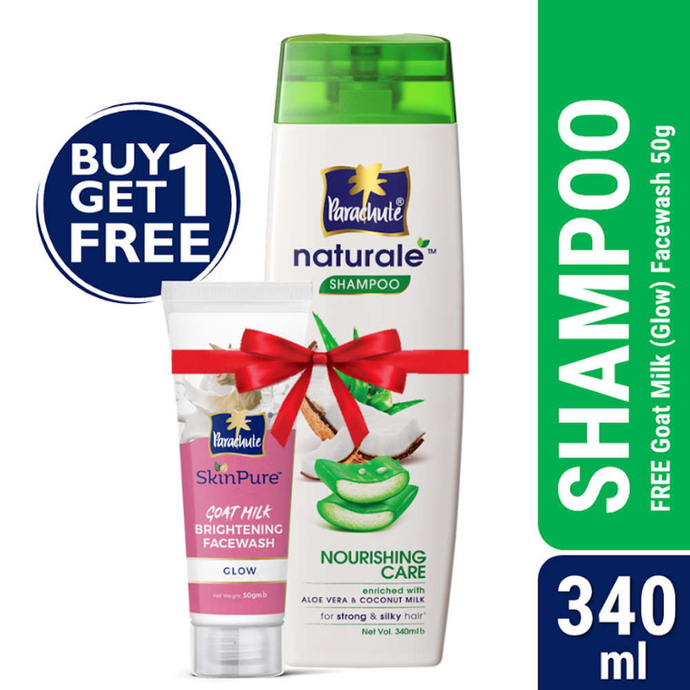 Parachute Naturale Shampoo Nourishing Care - 340ml With Goat Milk Glow Facewash - 50gm Free - EMB101