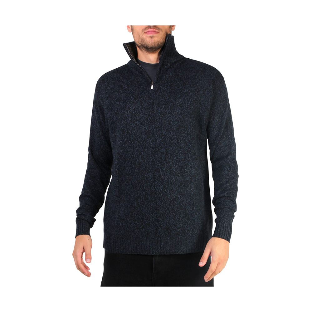 Woolen Fashionable Full Sleeve High Neck Zipper Jumper For Men - J-31 - Black