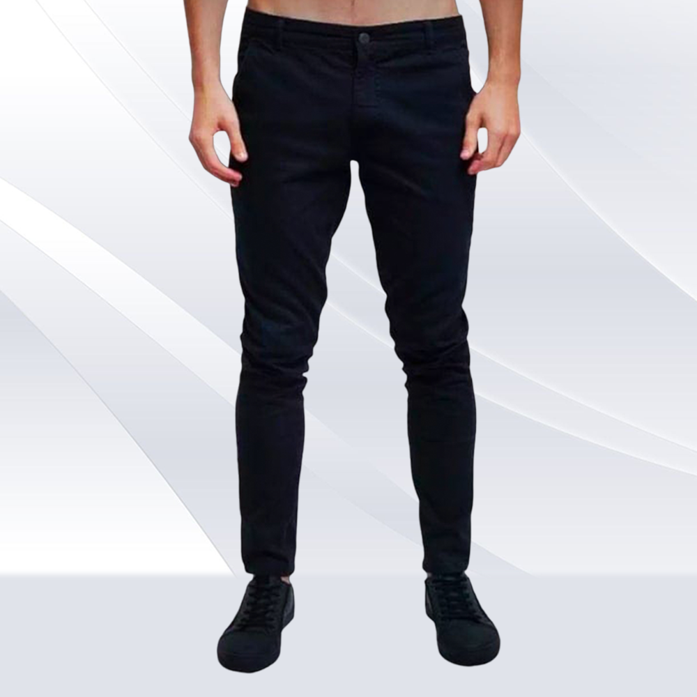 Cotton Chinos Gabardine Pant For Men - Deep Black - NZ-3127